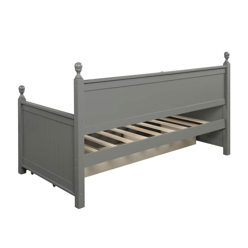 Grey Solid Wood Twin Daybed with 3 Drawers