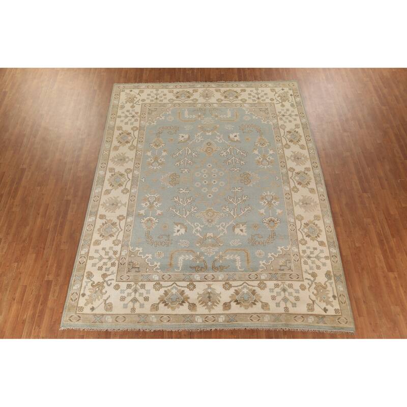 Earth Tone Oushak Indian Area Rug Handmade Wool Carpet - 9'3"x 11'10"