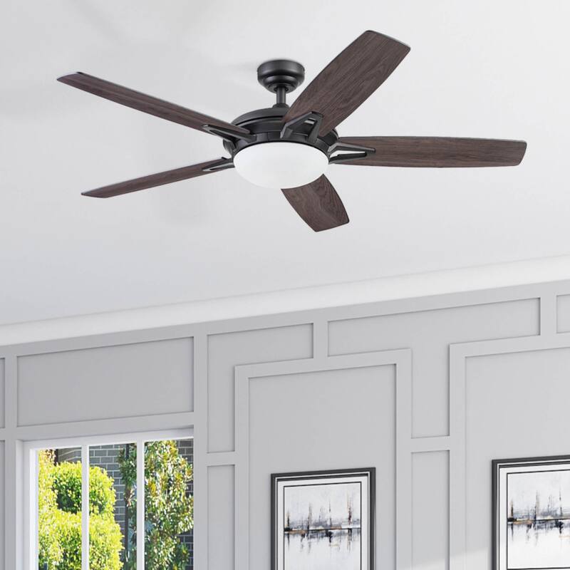 52" Prominence Home Clancy Matte Black Contemporary LED Ceiling Fan with Light, Remote Control