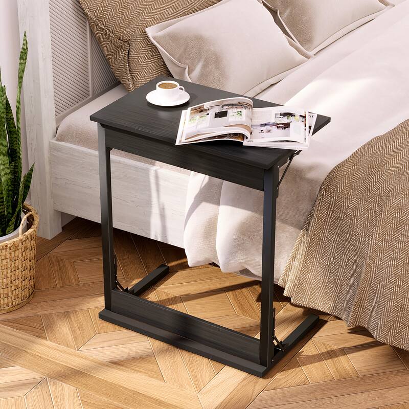 COSIEST 27.5'' Folding C Shaped Metal Sofa End Table