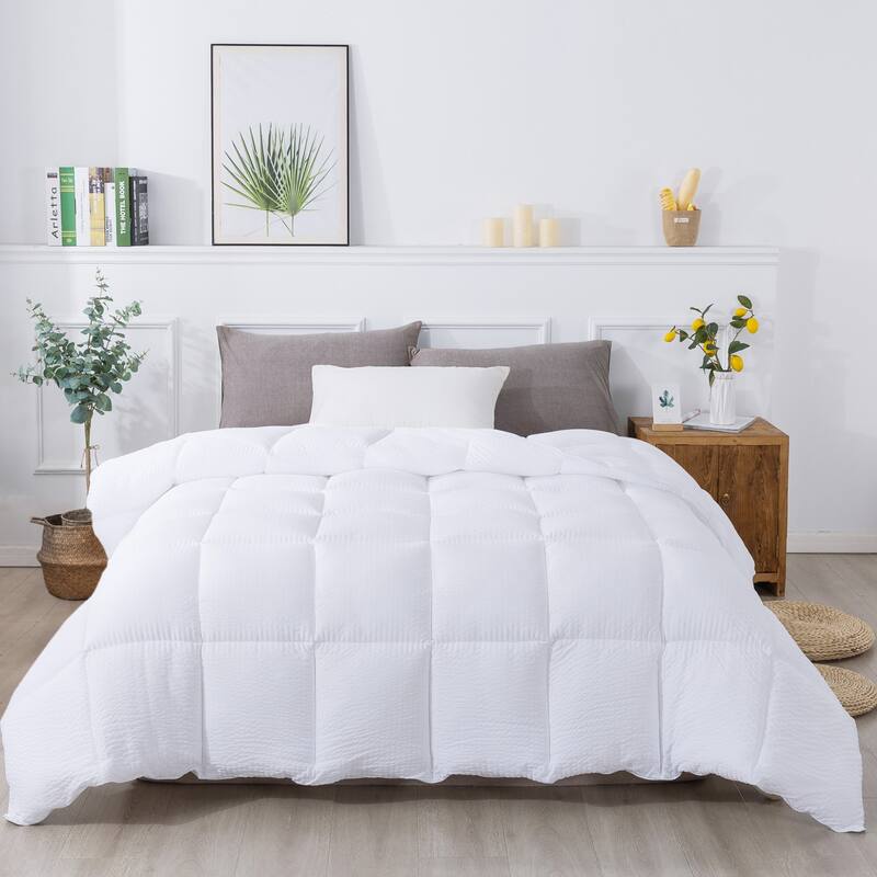 KASENTEX Winter Warmth Quilted Comforter, Cozy Soft Seersucker Textured, Down Alternative Fill