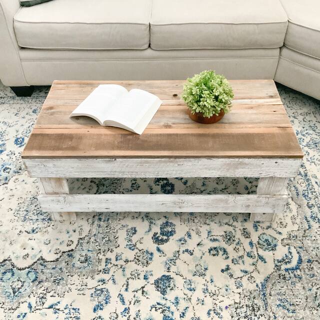 Natural Barnwood Rustic Farmhouse Coffee Table - Natural/White