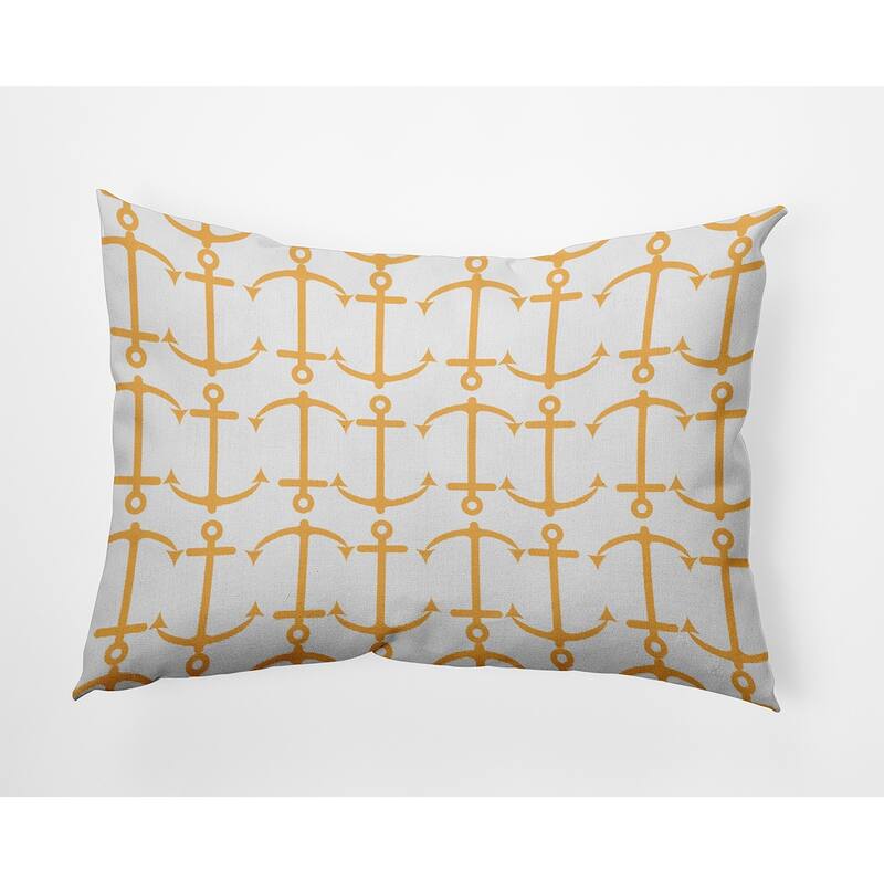Anchor Pattern Polyester Indoor Pillow - Egg Yolk Yellow - 14" x 20"