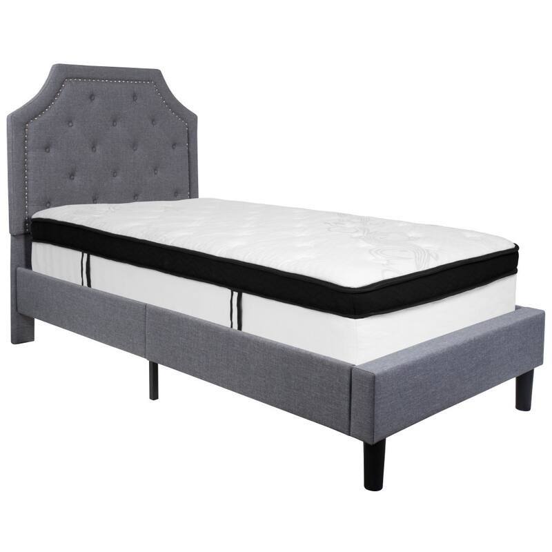 Arched Tufted Platform Bed and Memory Foam Pocket Spring Mattress