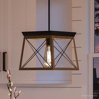 Luxury Industrial Chic Pendant Light, 9"H x 10"W, with Modern Farmhouse Style, Olde Bronze Finish by Urban Ambiance