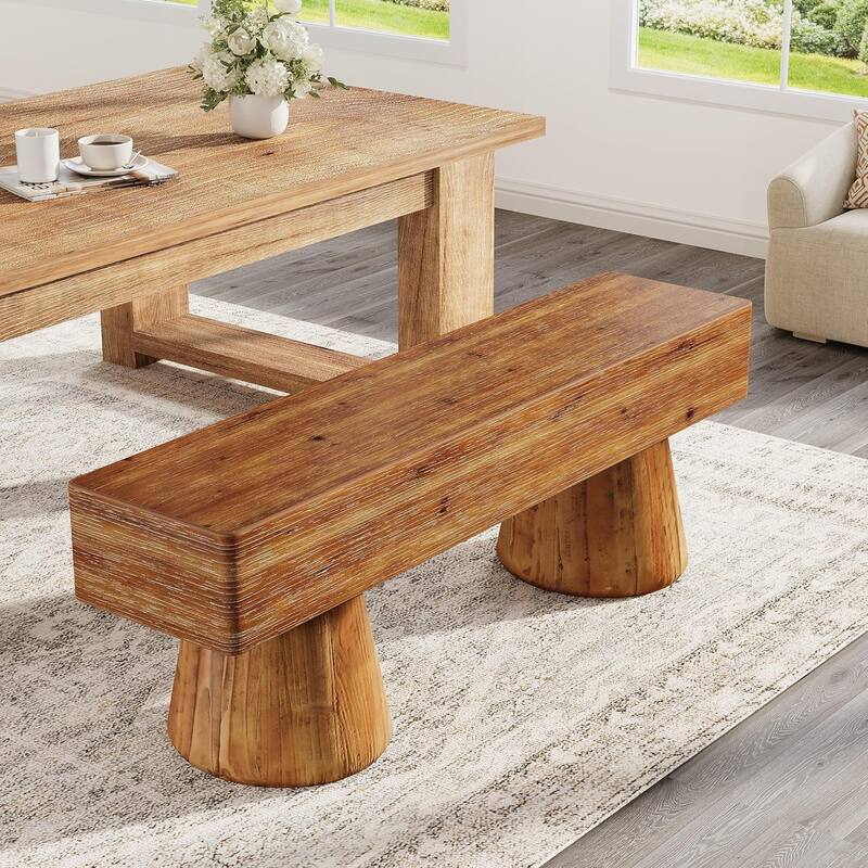 47" Solid Wood Dining Bench, Farmhouse Kitchen Table Bench Seat