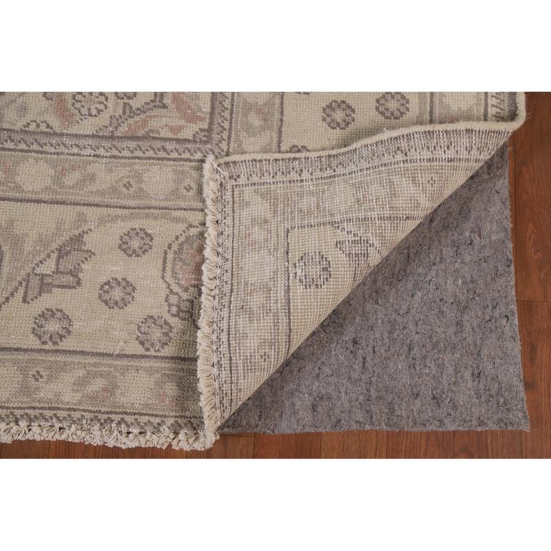 Hand Knotted Oriental 100% Wool Carpet Traditional Floral Beige & Ivories Tabriz Area Rug - 12' 4'' X 9' 10''