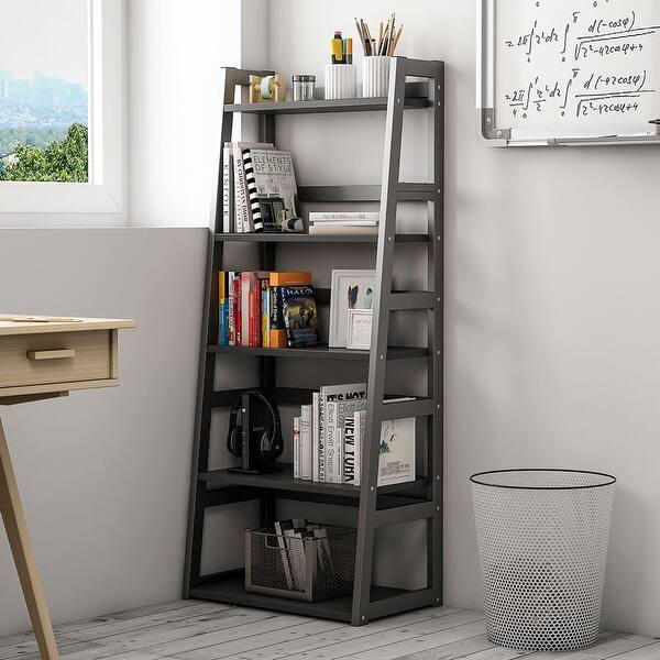 Shop 5 Tier Bookshelf Free Standing Ladder Shelf Overstock