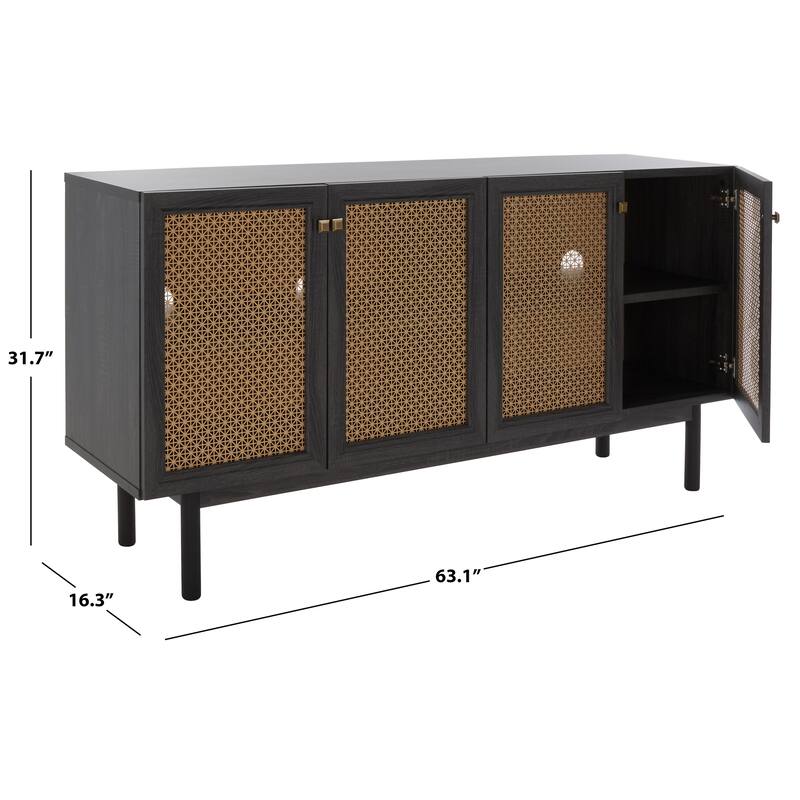 SAFAVIEH Home Piran 63-inch 4 Door 2 Shelf Media Stand. - 63"Wx16"Dx32"H