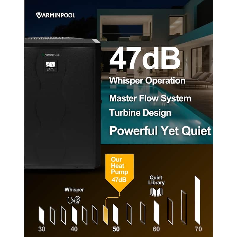 140000 BTU Full DC Inverter Pool Heat Pump for 42000 Gallon Pools