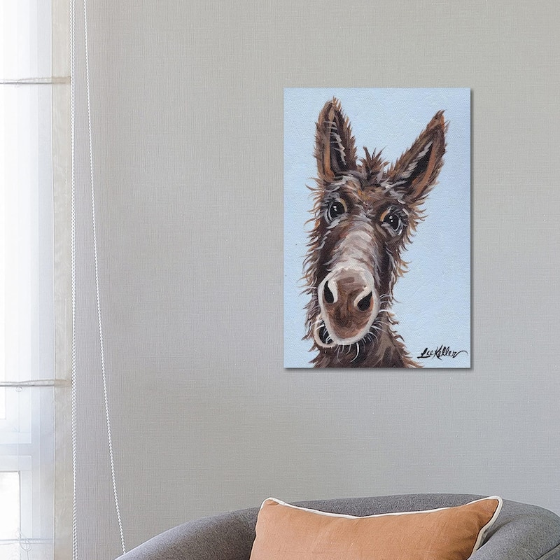 iCanvas "Rufus The Donkey On Blue Gray" by Hippie Hound Studios Canvas Print - 26x18x1.5