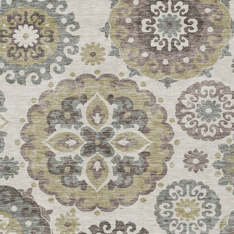 HomeRoots Floral Medallion Transitional Rectangle Outdoor Rug