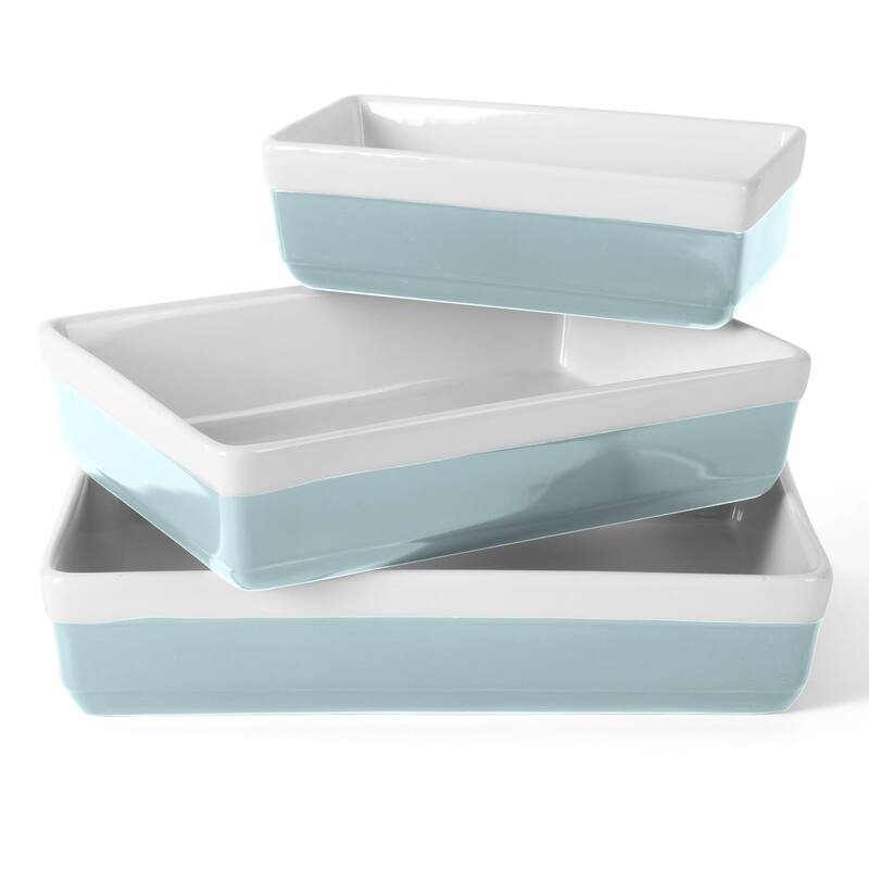 Martha Stewart 3 Piece Ceremic Bakeware Baker Set - Blue