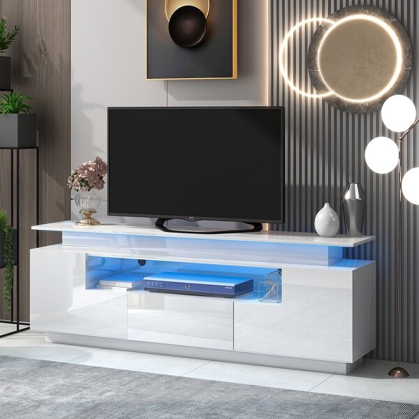 Modern tv store stand white gloss