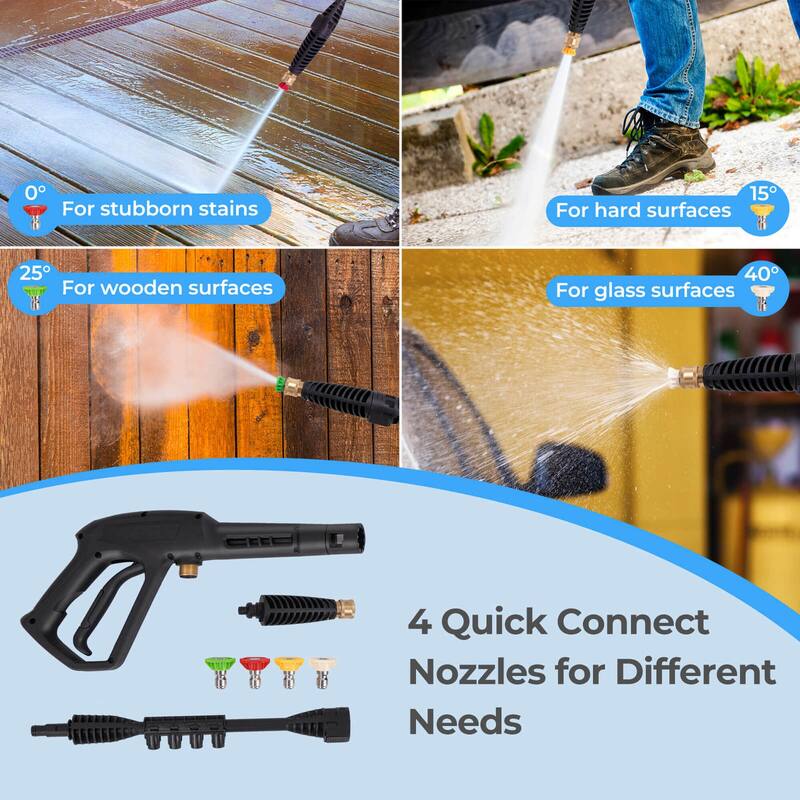 Ironmax Electric Pressure Washer with Wheels 5 Quick Connect Nozzles - See Details
