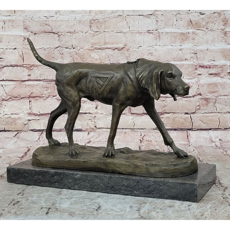 Service Imitative Dog Support Animal Bronze Statue Sculpture Figure 9.5 Inches X 12 Inches
