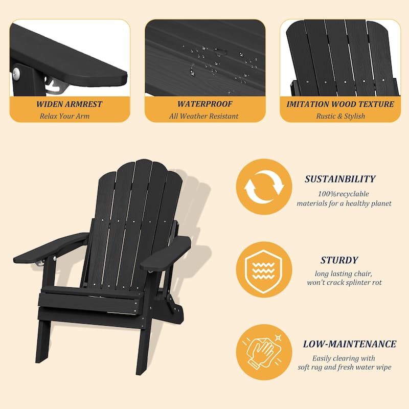 Clihome HIPS Folding Patio Adirondack Chair