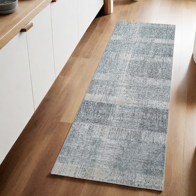 Zaxiw Power Loomed Abstract Modern Stain Resistant Area Rug By HomeRoots - 94' X '34' X '0.39