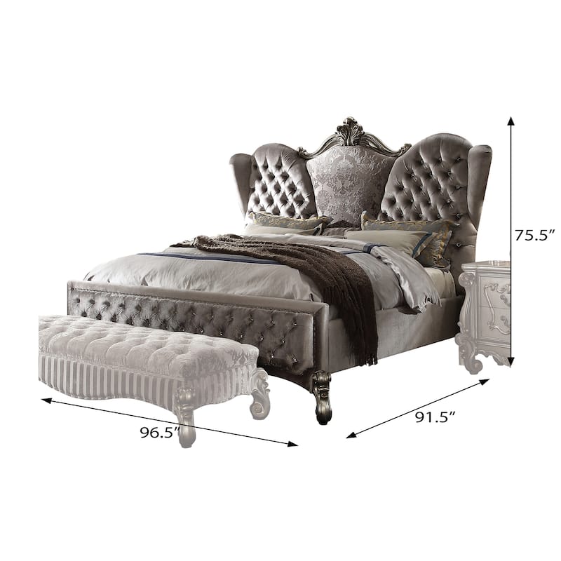 Calvert Antique Platinum Upholstered Panel Bed