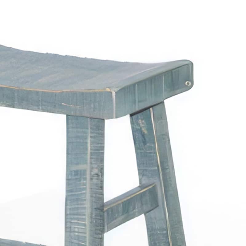 Rena Counter Height Bench, 33 Inch Seagrass Green Mahogany Wood Frame