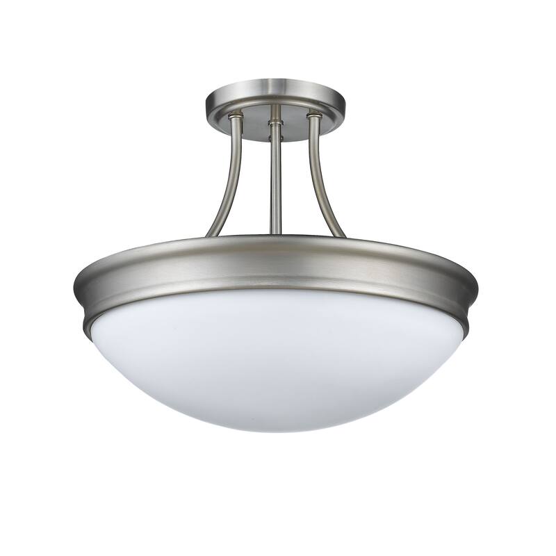 Satin Nickel Transitional 3-Light Semi Flush Ceiling Light