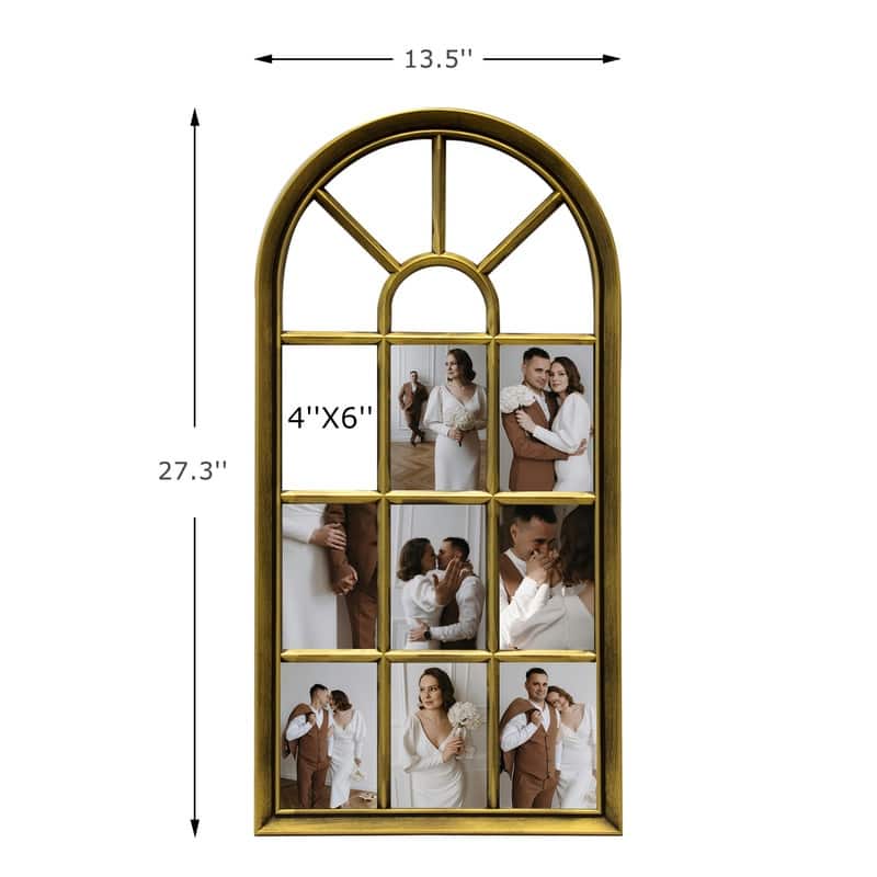 Gallery Distressed Arched Window Pane Wall Hanging Decorative Photo Collage Picture Frame