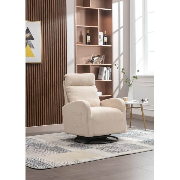 slide 2 of 13, Jiada Upholstered Swivel Glider.Rocking Chair For Nursery In Beige.Modern Style One Left Bag - 27.95 x 26.77 x 39.37 Beige