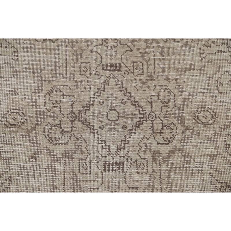 Distressed Tabriz Persian Antique Area Rug Hand-Knotted Wool Carpet - 6'6" x 9'6"