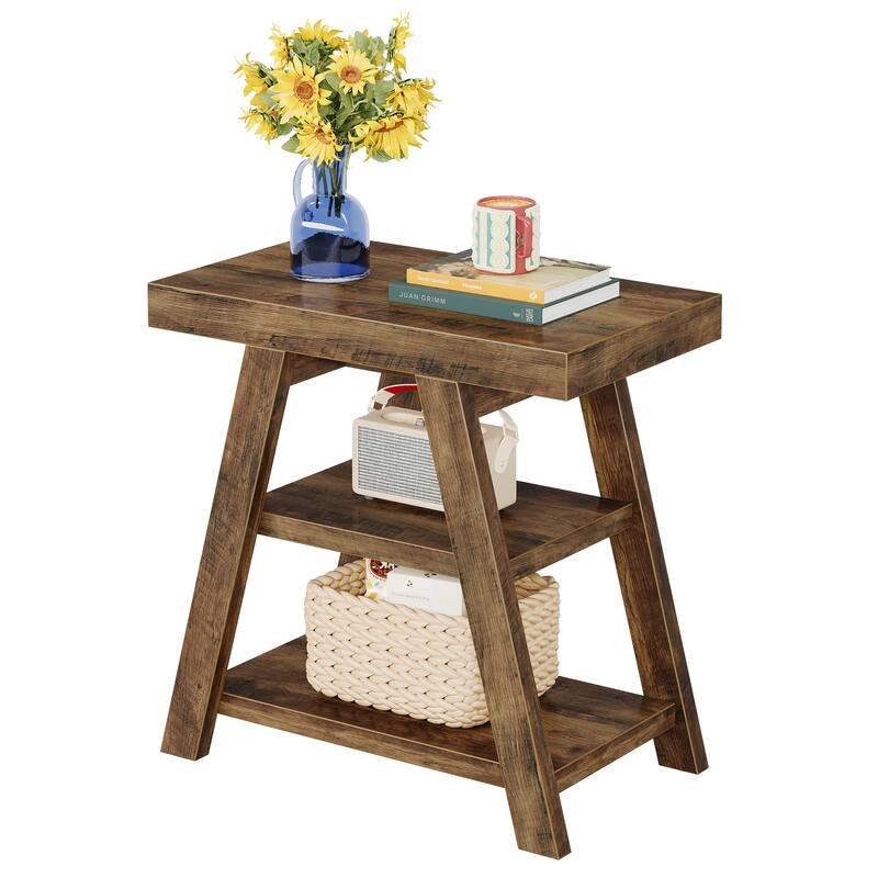 Side Table with Storage, Nightstand, Wooden End Table, Sofa/Bedside Table for Living Room, Bedroom