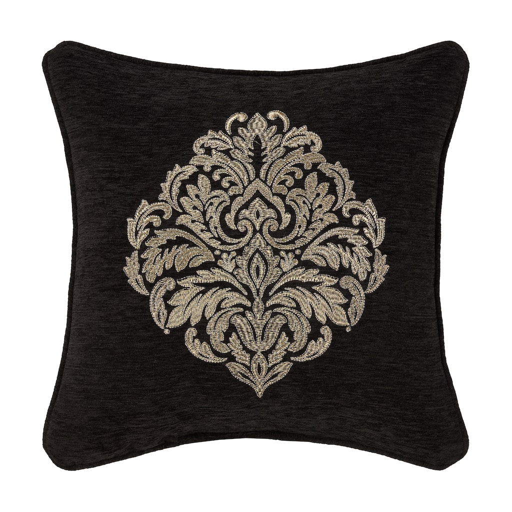 J. Queen New York Laurenza Black 18" Square Embellished Decorative Throw Pillow