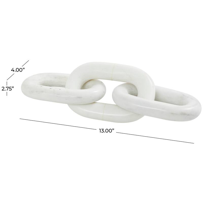 Luxe White Marble Geometric 2 or 3 Link Chain Sculpture