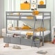 preview thumbnail 1 of 24, Twin Over Twin Bunk Bed Wood Bed Frame with 2 Storage Drawers and Ladder-Gray Grey