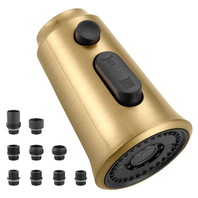 WOWOW Pull Down Kitchen Faucet Spray Head with 9 Adapters Kit - Brushed Gold