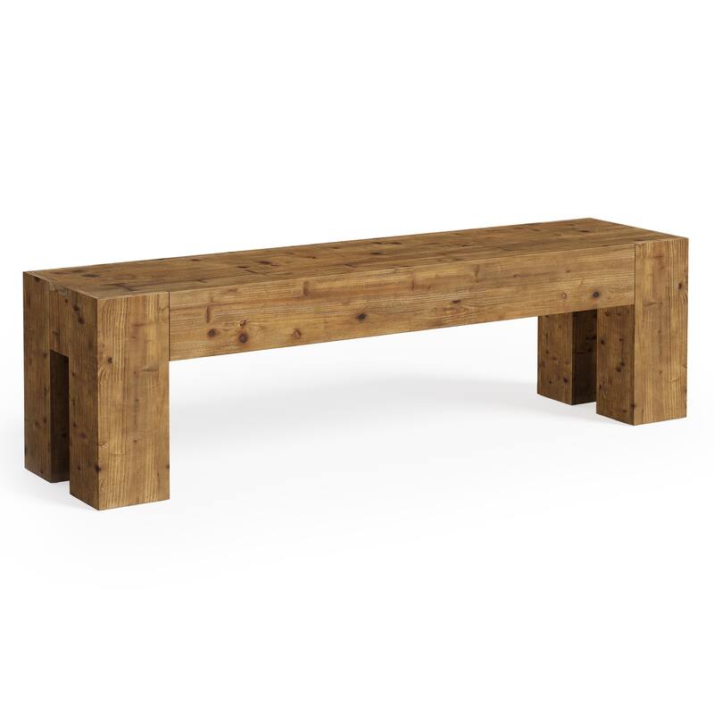 Solid Wood Bench, 47" Rustic Extra Long Heavy Duty Entryway Bench