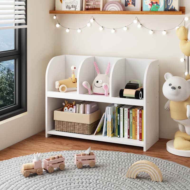 Kids Bookcase with 4 Compartments, Storage Book Shelf, Storage Display, Rack,Toy Organizer