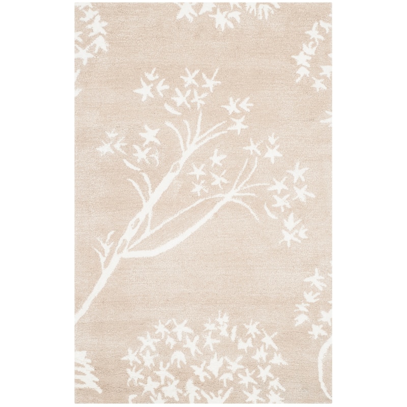 SAFAVIEH Handmade Bella Enriketa Modern Floral Wool Rug - 2'6" x 4' - Sand/Ivory