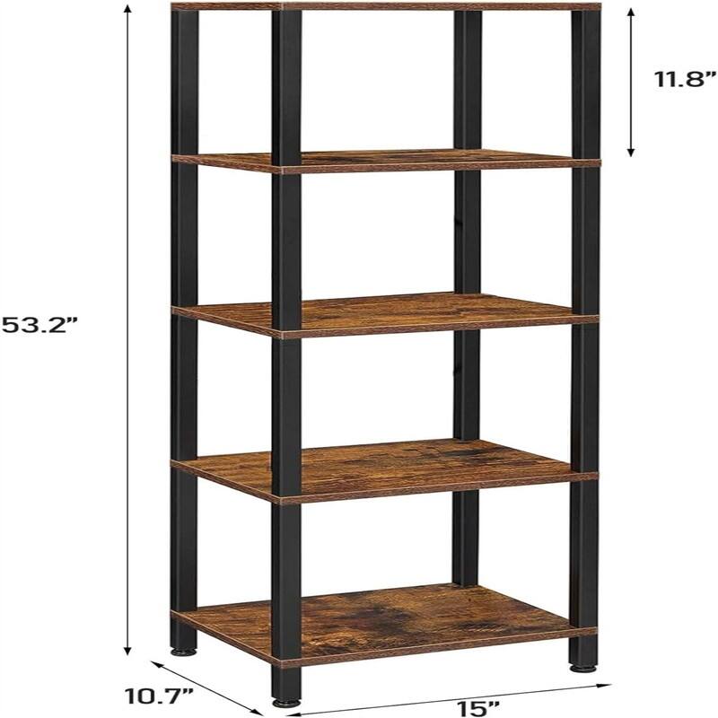 5 Tier Tall Book Shelf - 10.7"D x 15"W x 53.2"H