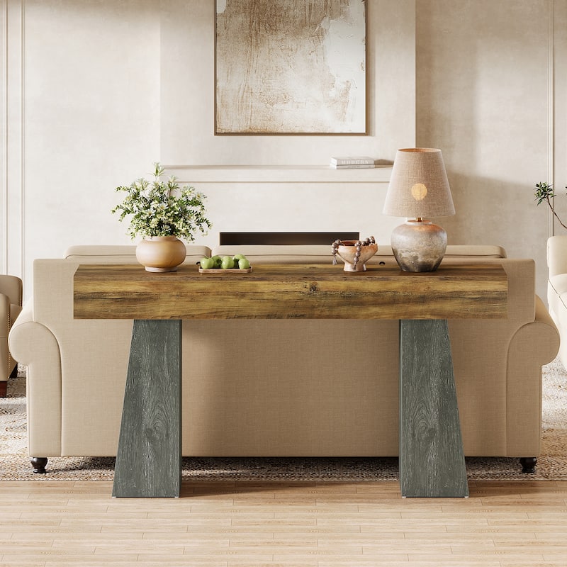 Industrial Console Table with Heavy-Duty Tapered Legs for Entryway
