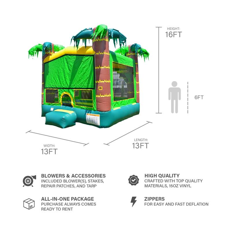 JumpOrange Tropical Aloha Commercial Grade Bounce House for Kids (with Blower)
