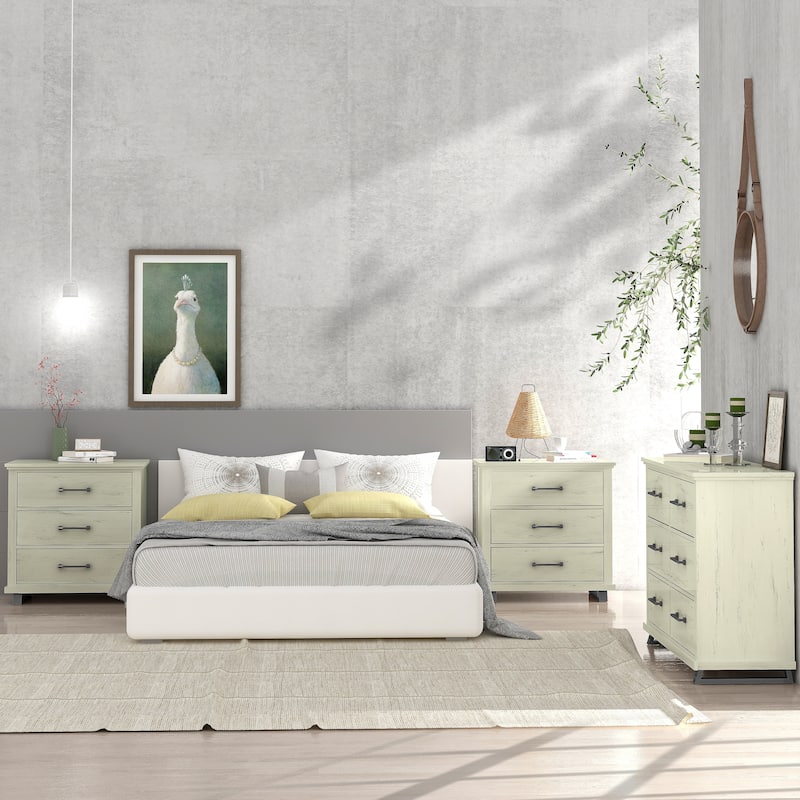 Farmhouse 3-Piece Bedroom Set - 2 Nightstand and 1 Dresser