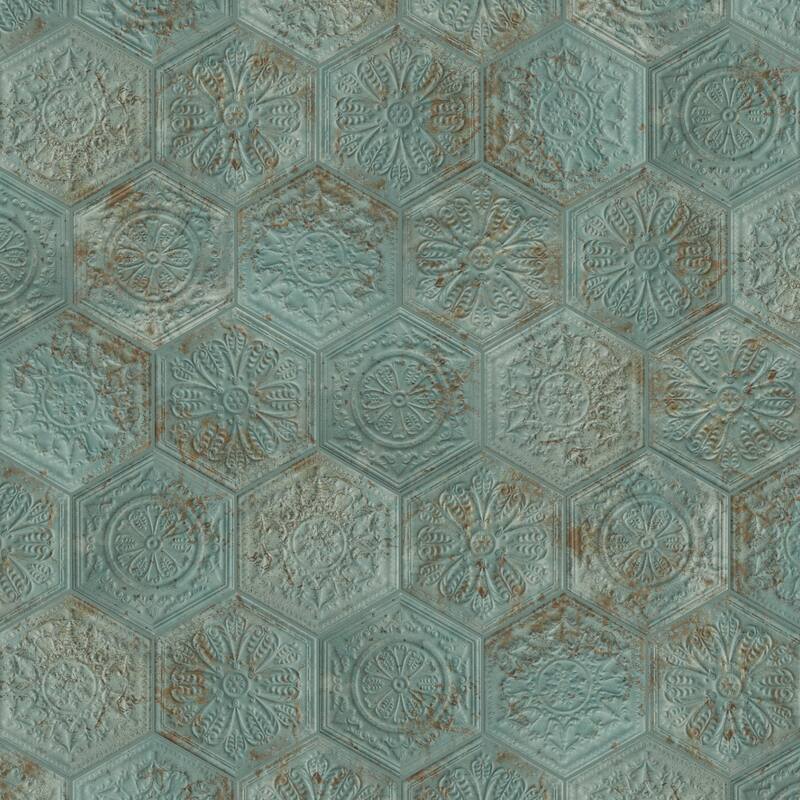 Merola Tile Zinc Hex Green Decor 9-7/8" x 11-1/4" Porcelain Floor and Wall Tile
