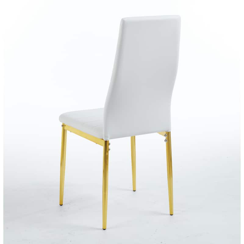 Upholstery Dining Chairs Set of 4 - Gold+White