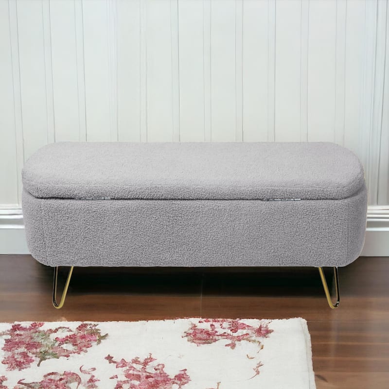 39'' L Upholstered Storage Ottoman Bench - Grey