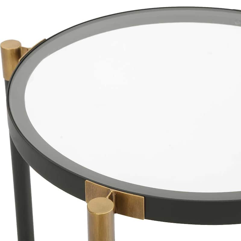 Uttermost Chadid Round Glass Side Table - 21.75" W x 23.75" H x 21.75" D