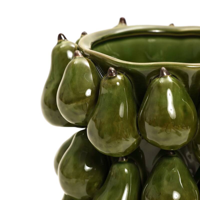 Green Ceramic Modern Pears 12.4-Inch Tall Vase