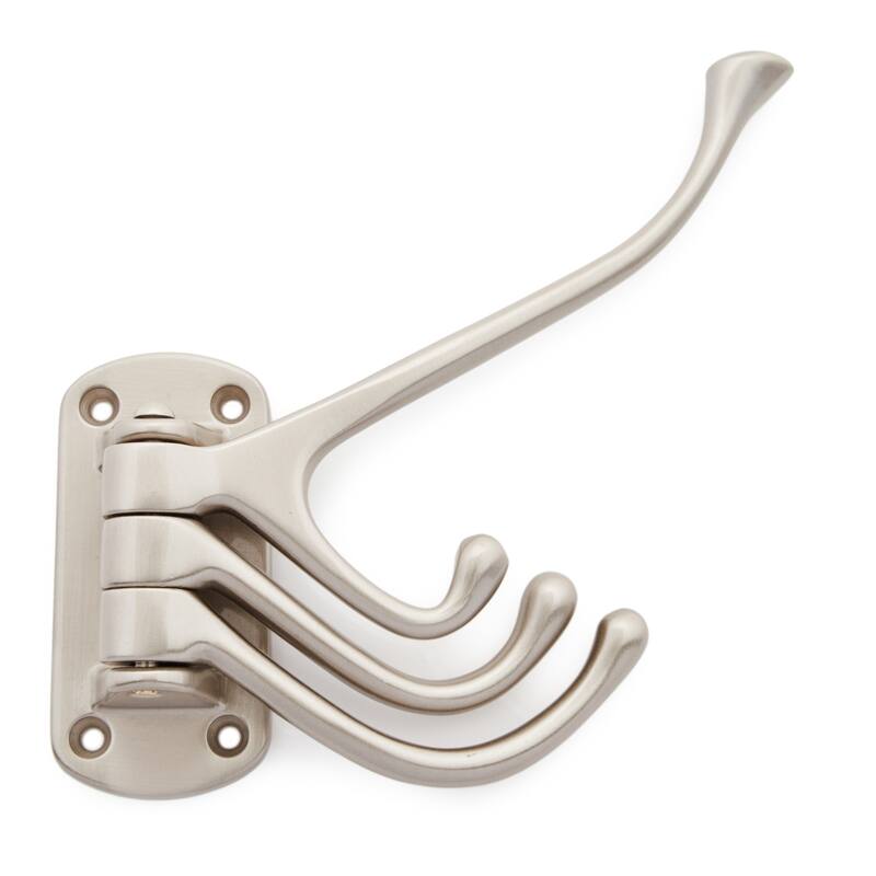 RK International 1-1/2 Inch Wide Quadruple Coat and Hat Hook - Satin Nickel