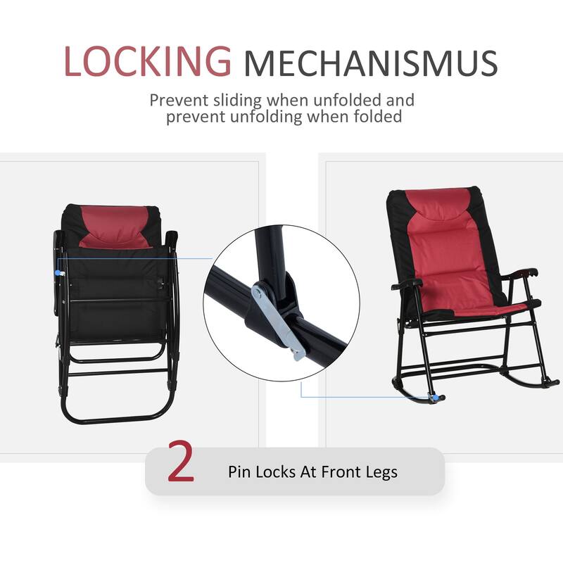 Outsunny 3-piece Folding Rocking Chair Table Set