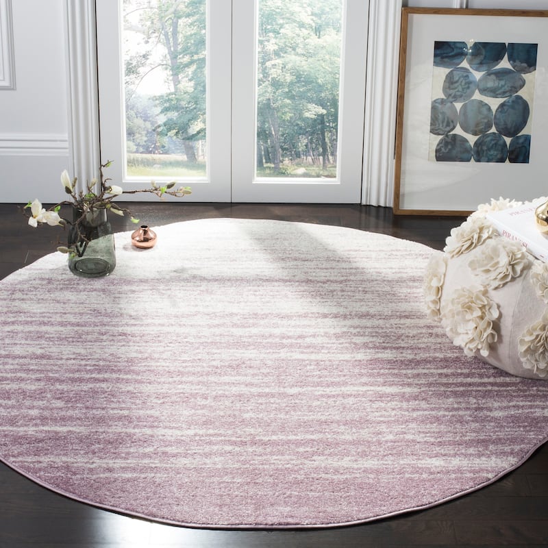 SAFAVIEH Adirondack Vera Modern Ombre Distressed Area Rug - 6' Round - Cream/Purple