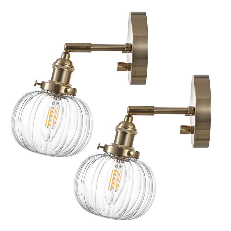 WINGBO Wall Sconces Glass Wall Lamp Lighting Fixtures with Pumpkin Shade, - N/A