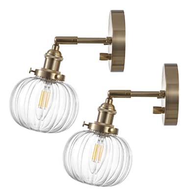 WINGBO Wall Sconces Glass Wall Lamp Lighting Fixtures with Pumpkin Shade, - N/A